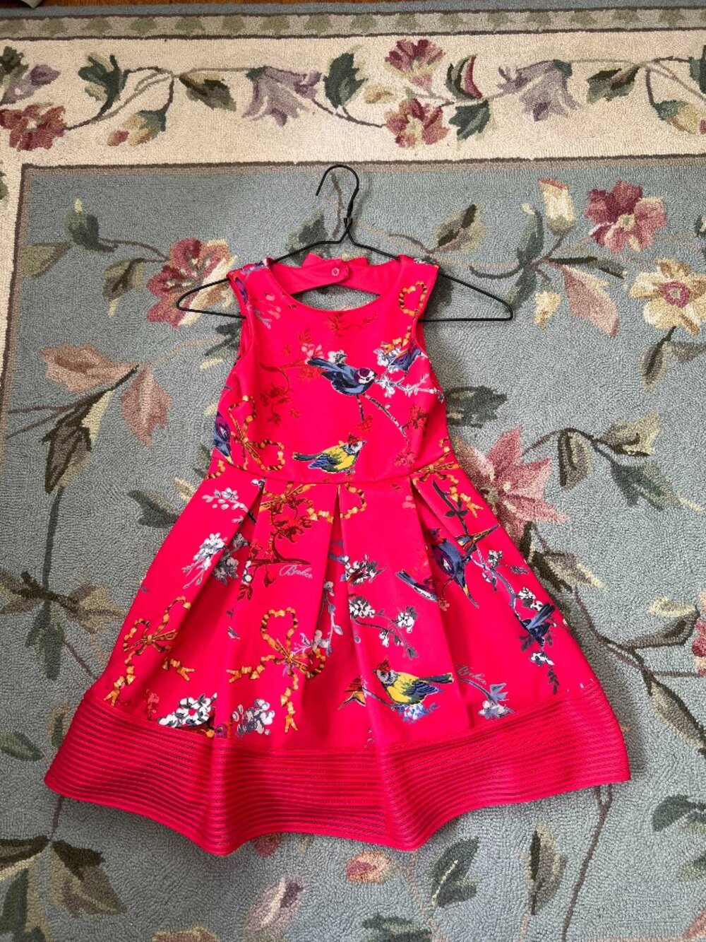Baker by Ted Baker Girls Hot Pink Bird Floral Dress Age 7